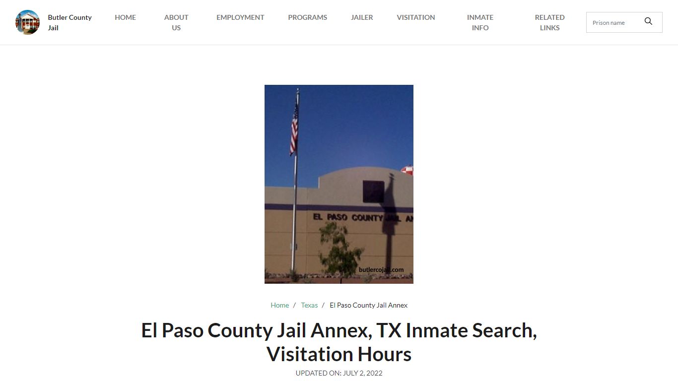 El Paso County Jail Annex, TX Inmate Search, Visitation Hours