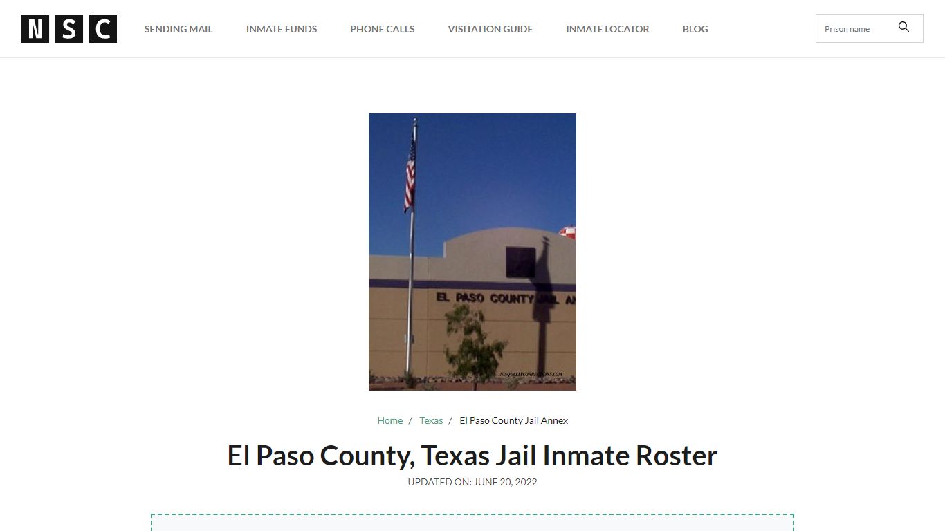 El Paso County, Texas Jail Inmate List